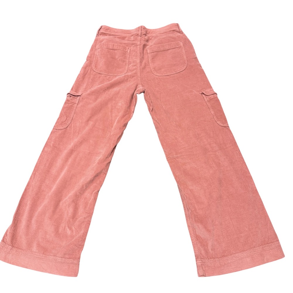 American Eagle Pink Corduroy Cargo Pants Super High Rise Baggy Wide Leg Size 10 - Picture 3 of 10